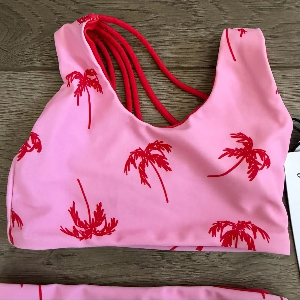 Feather 4 Arrow Pink Palm Tree Kids Swim Set Size 2T